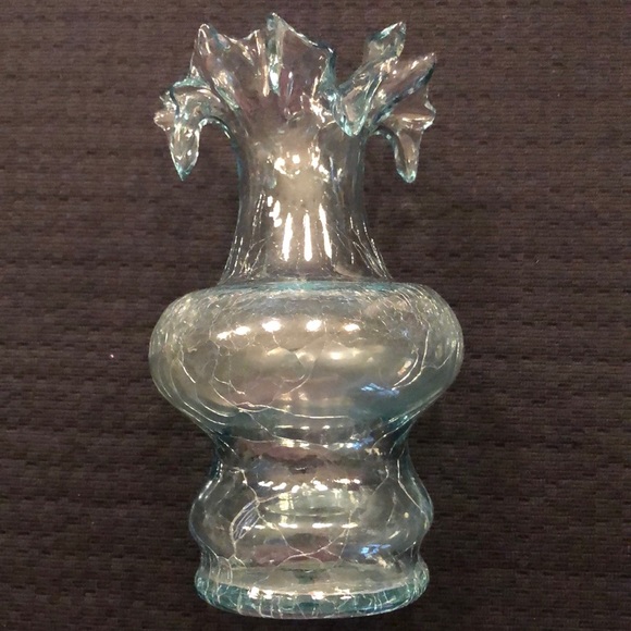 Vintage Cracked Glass Flower Vase - Picture 2 of 7